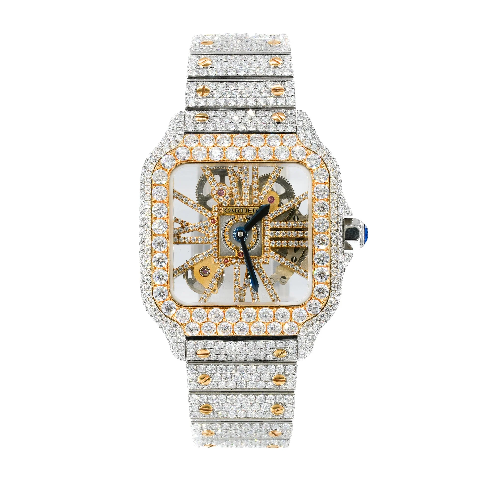 Skeleton Cartier Dual Tone Moissanite Diamond Luxury Watches