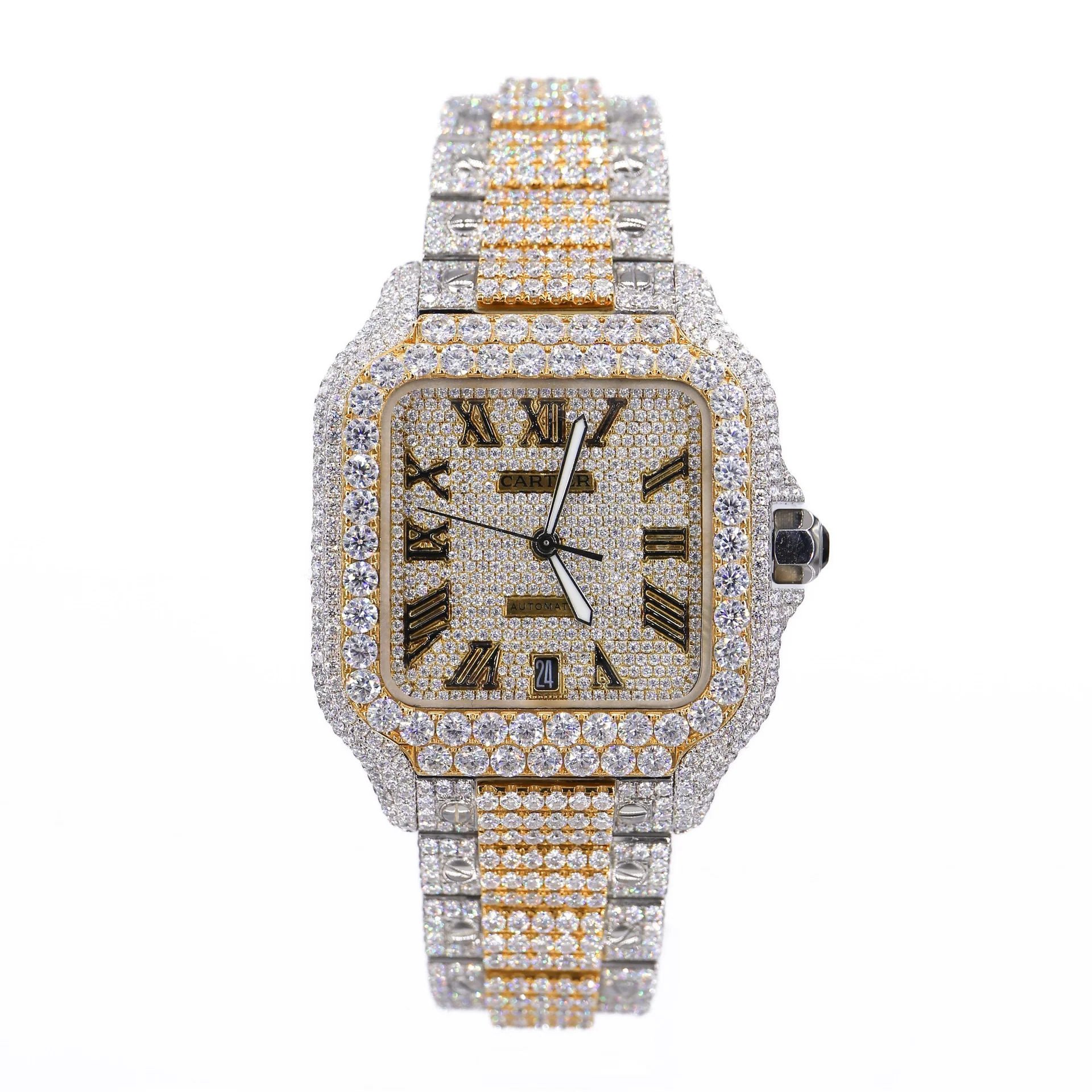 Cartier Fully Iced Out Moissanite Diamond Luxury Watches