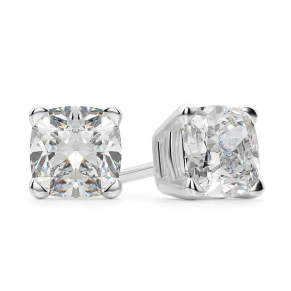 Cushion Cut Solitaire Push Back Stud Earrings