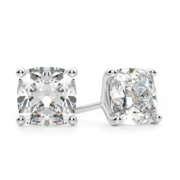 Cushion Cut Solitaire Stud Earrings