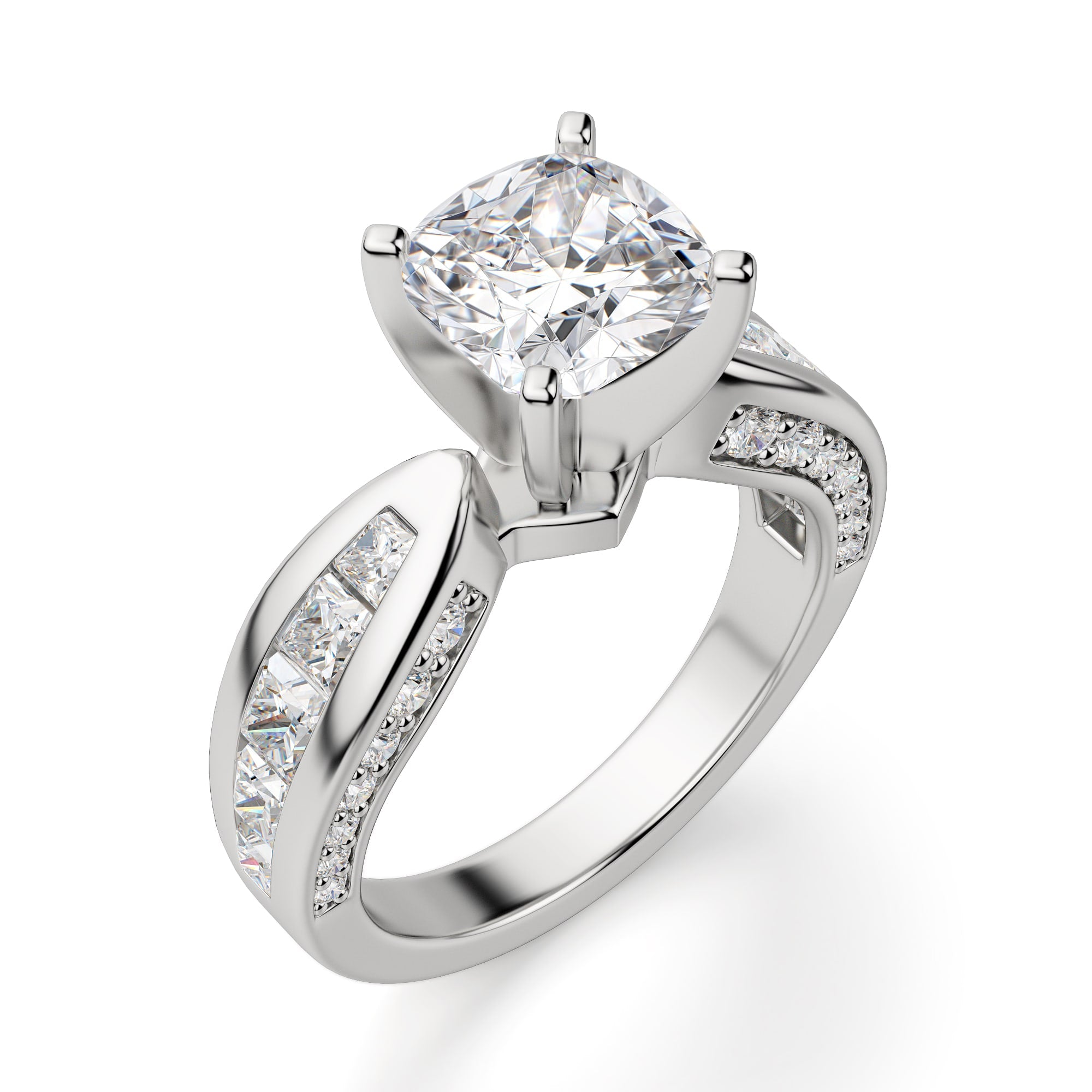 Cushion Cut Lab Grown Art Deco Engagement Ring