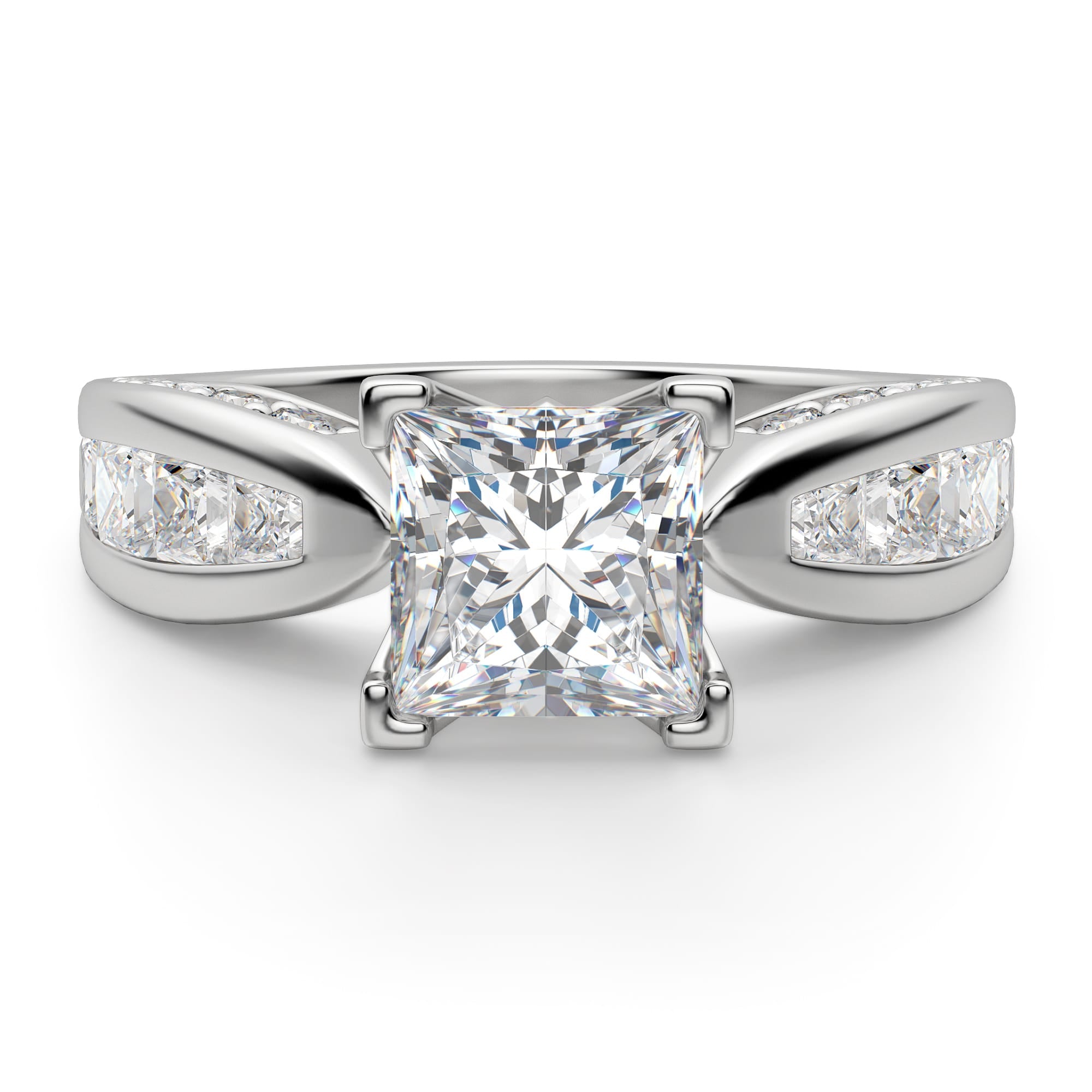 Princess Cut Moissanite Art Deco Wedding Ring