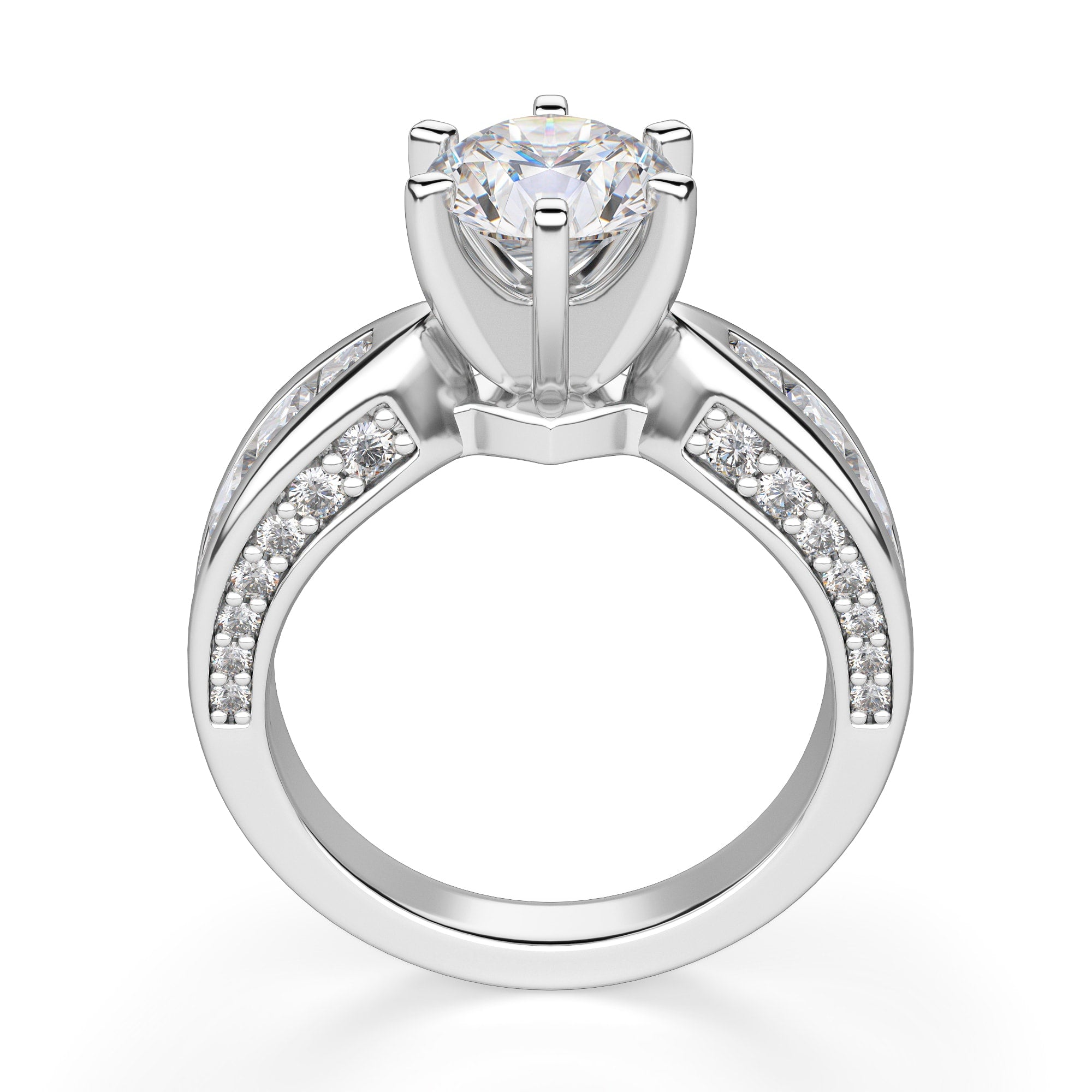 Brilliant Round Cut Art Deco Moissanite Engagement Ring