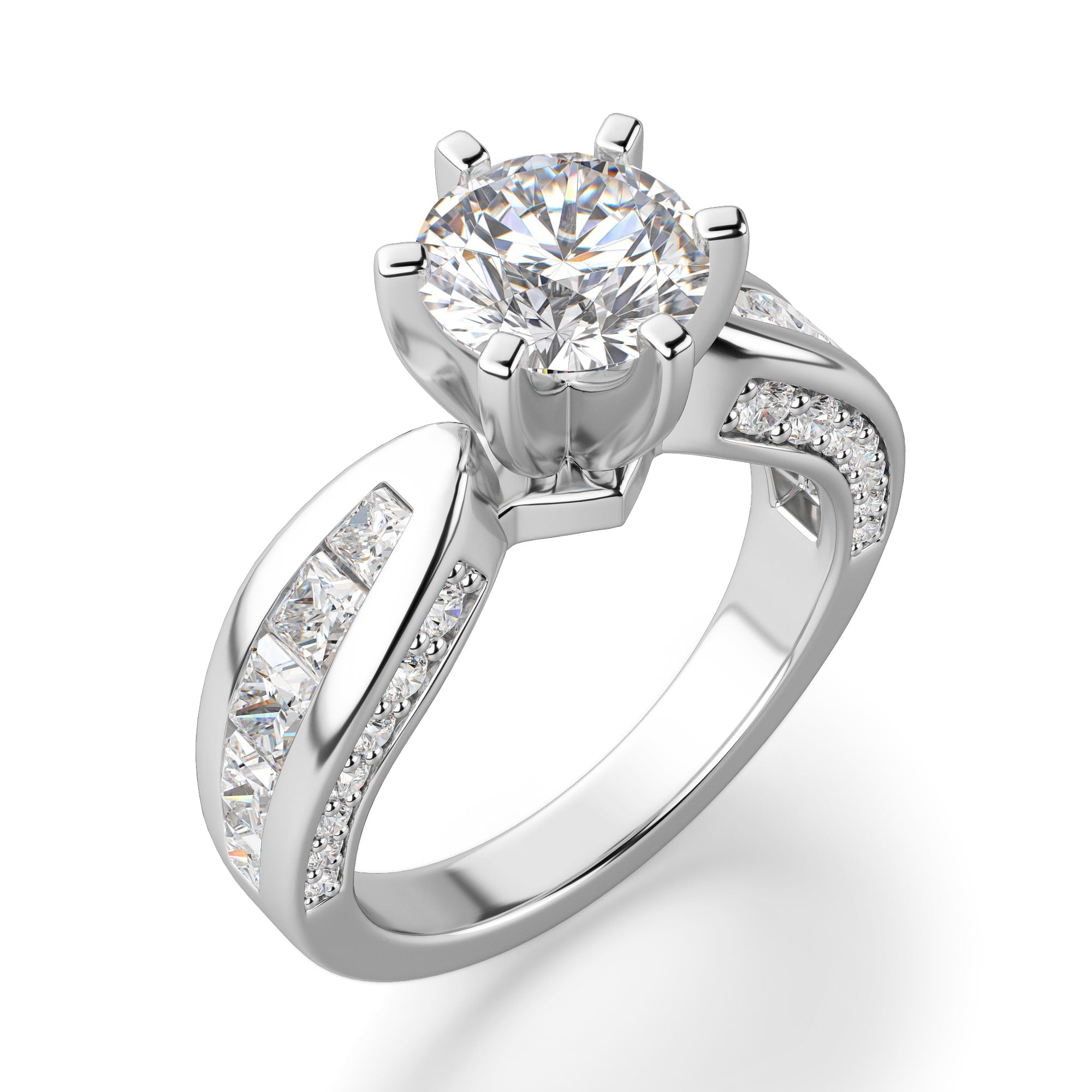 Brilliant Round Cut Art Deco Moissanite Engagement Ring