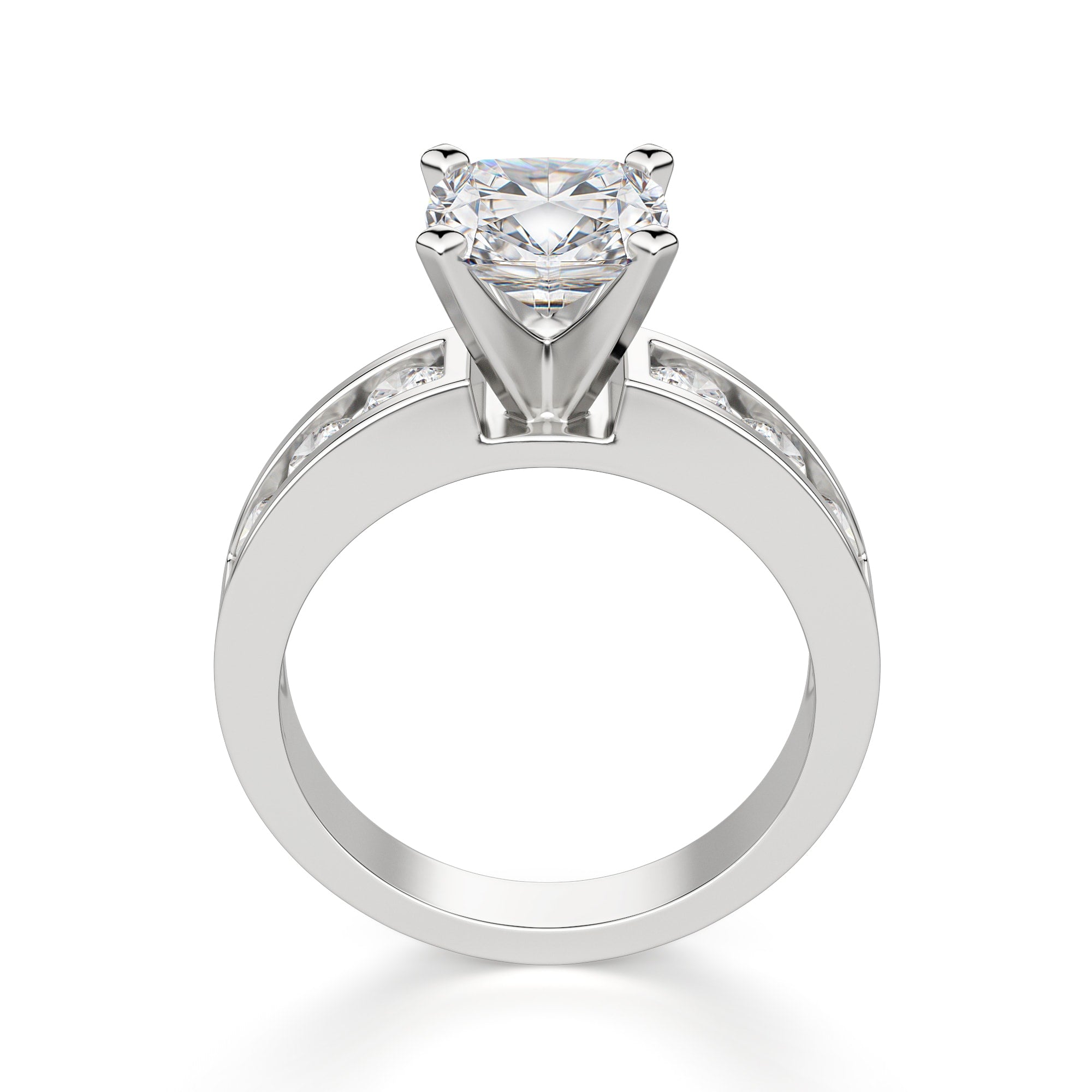 Cushion Cut Channel Set Moissanite Engagement Ring