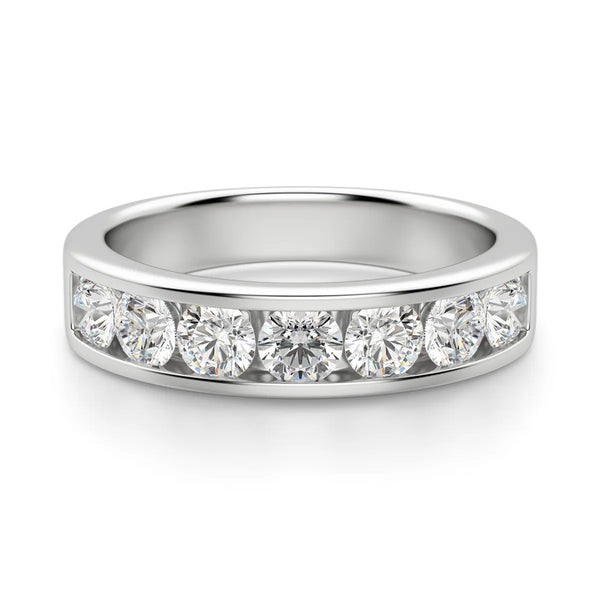 Round Cut channel Set Moissanite Half Eternity Wedding Band
