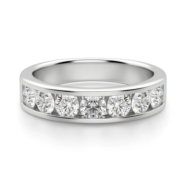 Round Cut Channel Set Wedding Band for Women
