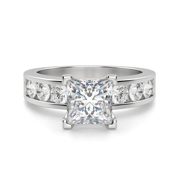 Princess Cut Channel Set Moissanite Engagement Ring