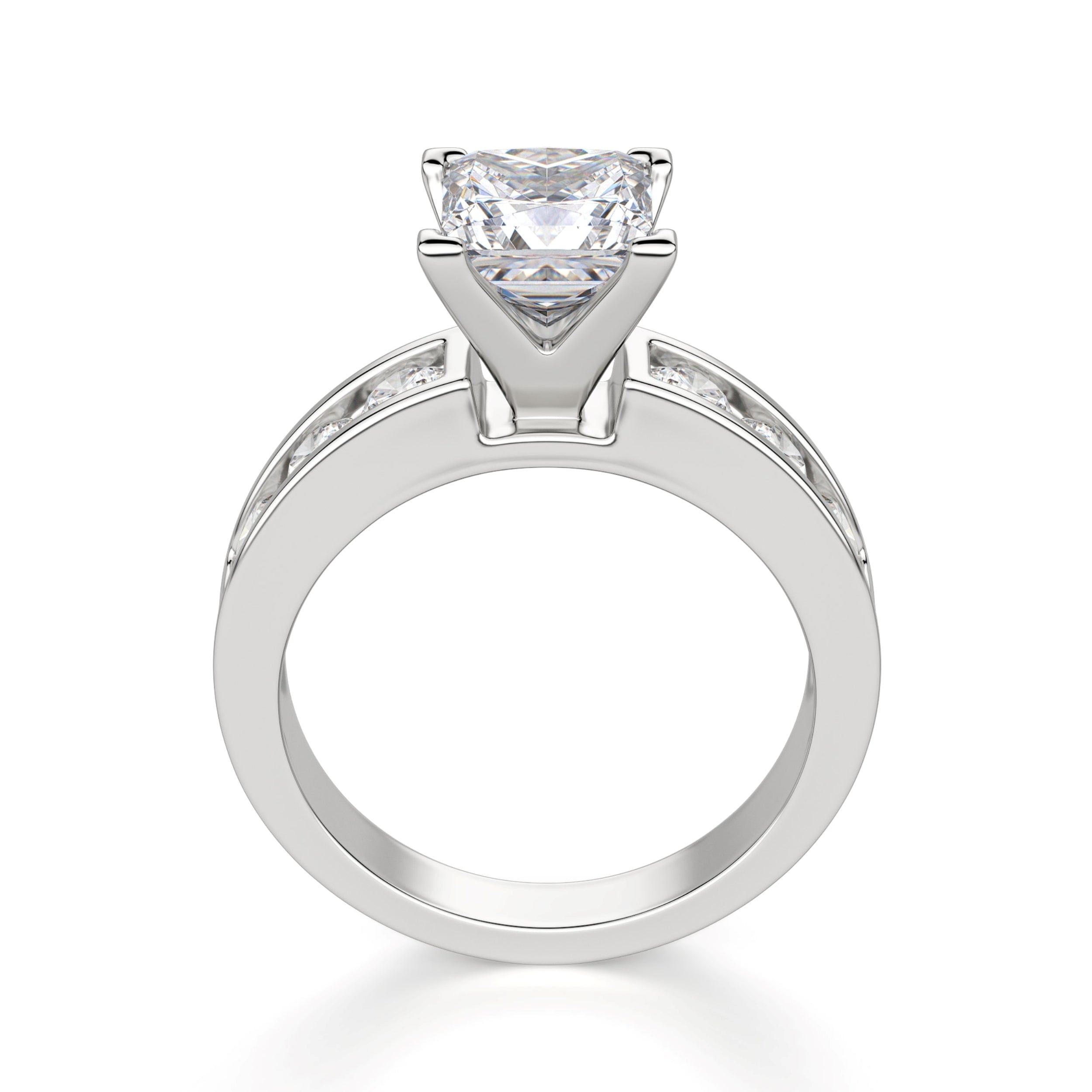 Princess Cut Channel Set Moissanite Engagement Ring
