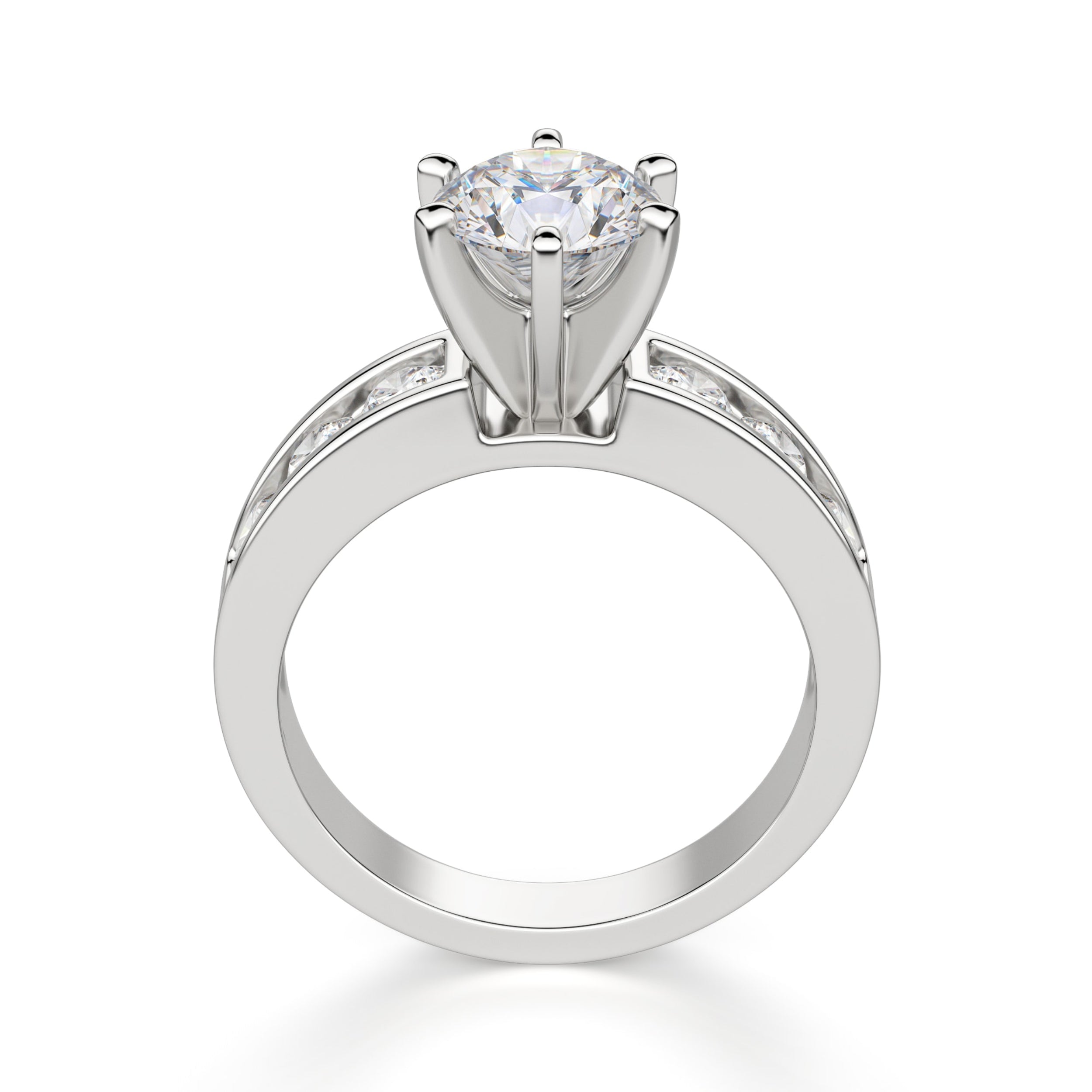 Moissanite Round Cut Channel Set Engagement Ring