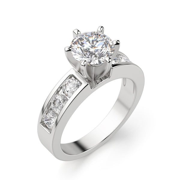 Channel Set Round Solitaire Ring