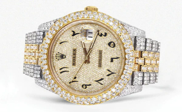 Iced Out Moissanite Diamond Watch, Rolex Datejust Custom Luxury Watches