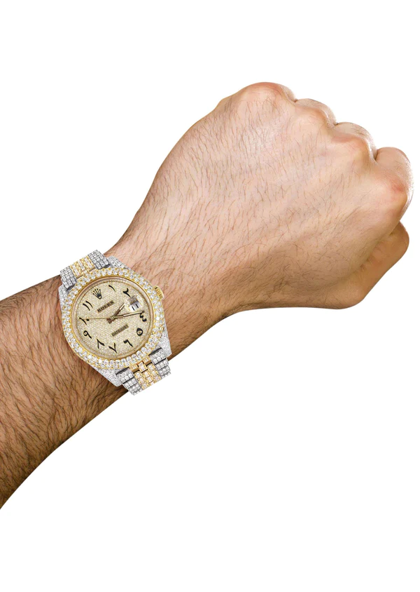 Iced Out Moissanite Diamond Watch, Rolex Datejust Custom Luxury Watches