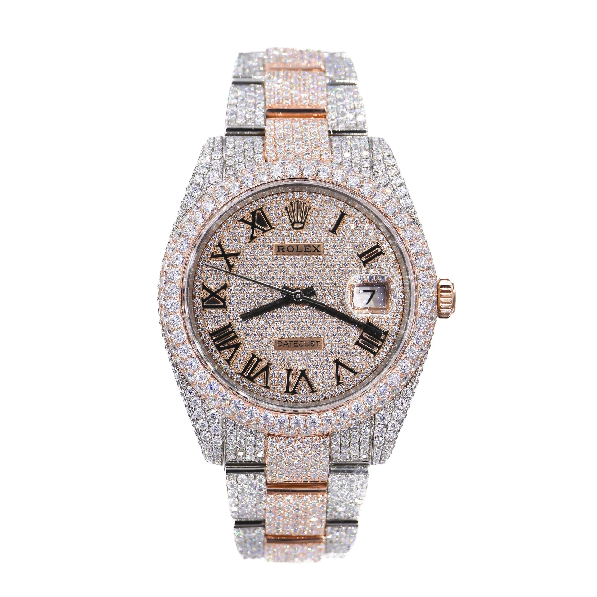 Dual Tone Moissanite Diamond Rolex Hip Hop Luxury Watches