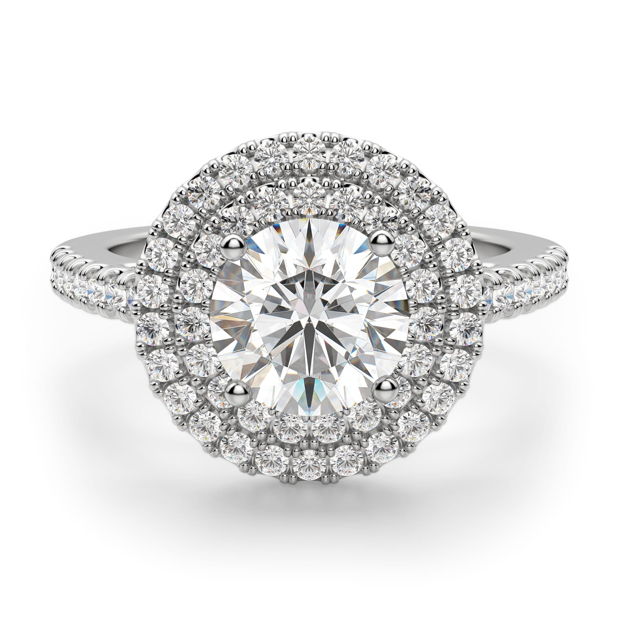 Brilliant Round Cut Double Halo Engagement Ring