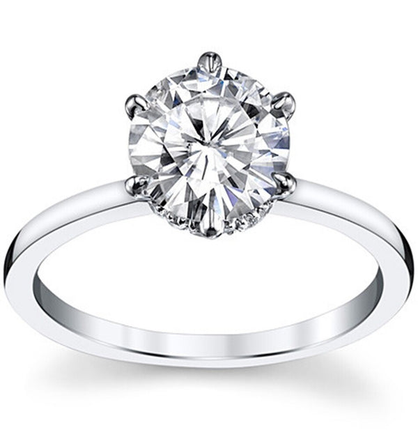 Round Cut Hidden Halo Moissanite Promise Ring
