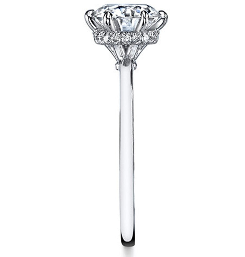 Round Cut Hidden Halo Moissanite Promise Ring