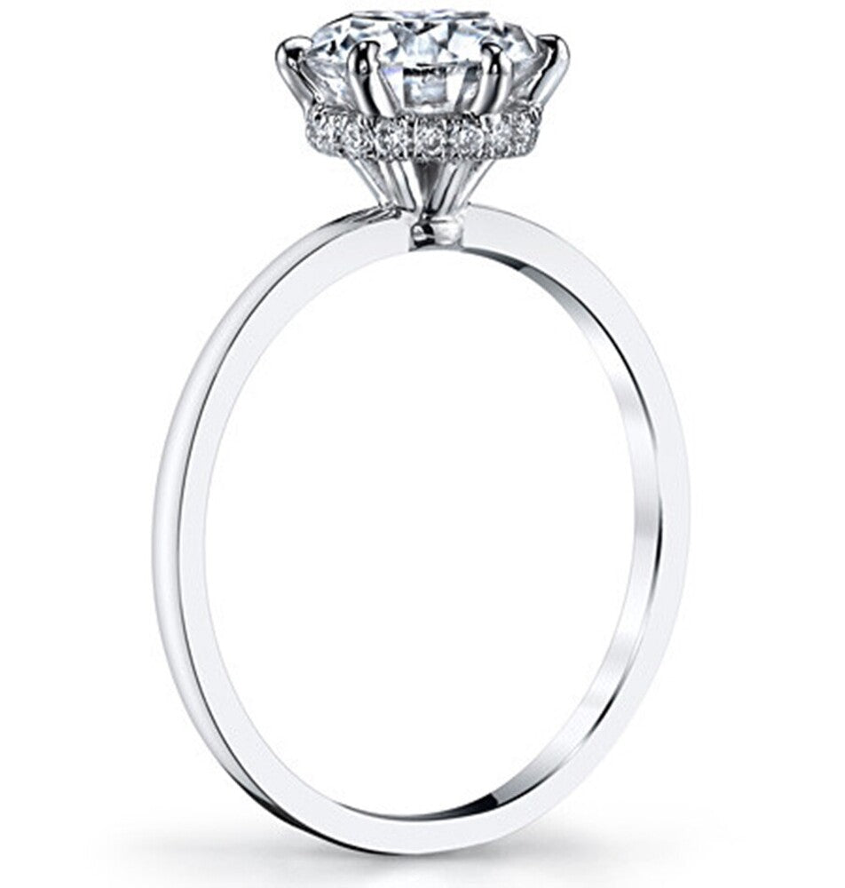 Round Cut Hidden Halo Moissanite Promise Ring