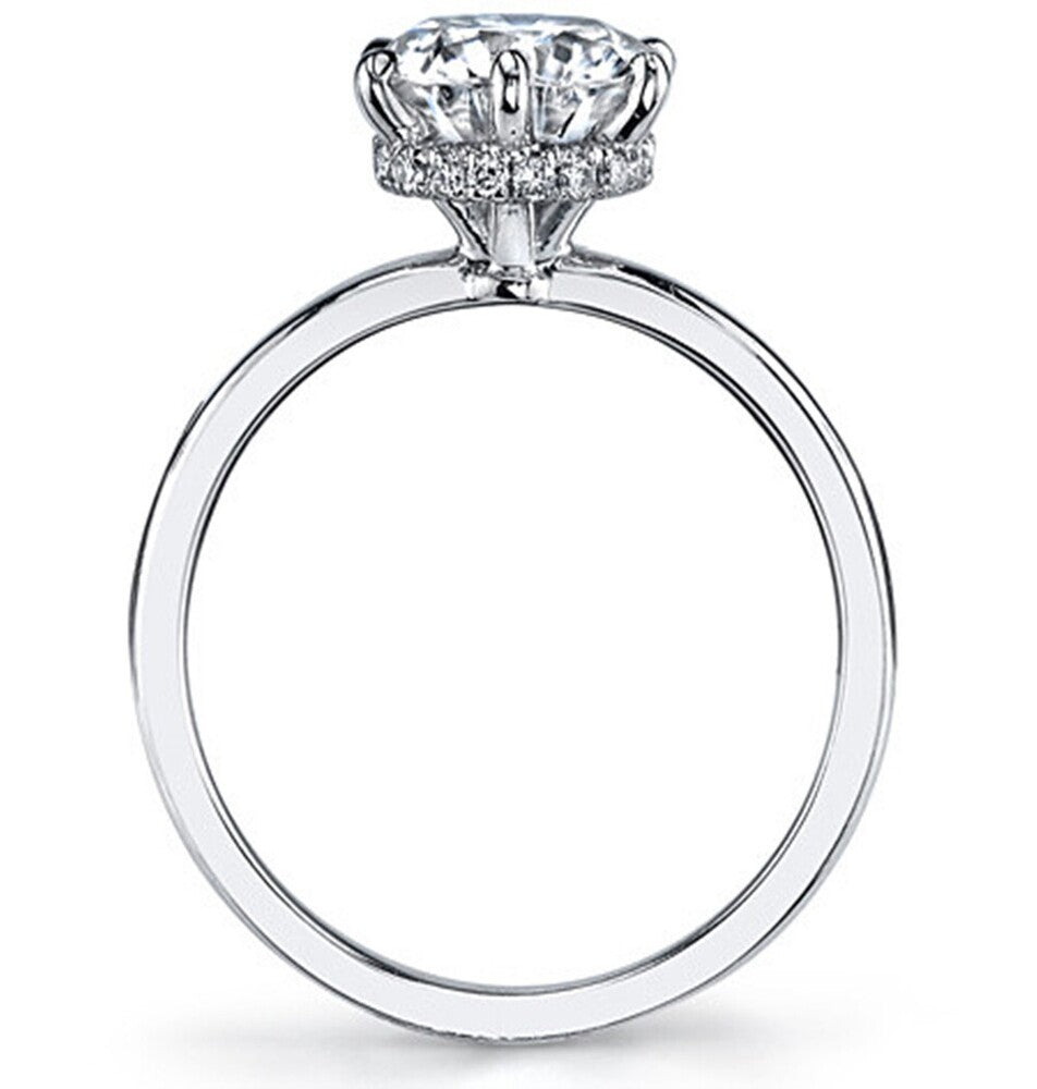 Round Cut Hidden Halo Moissanite Promise Ring