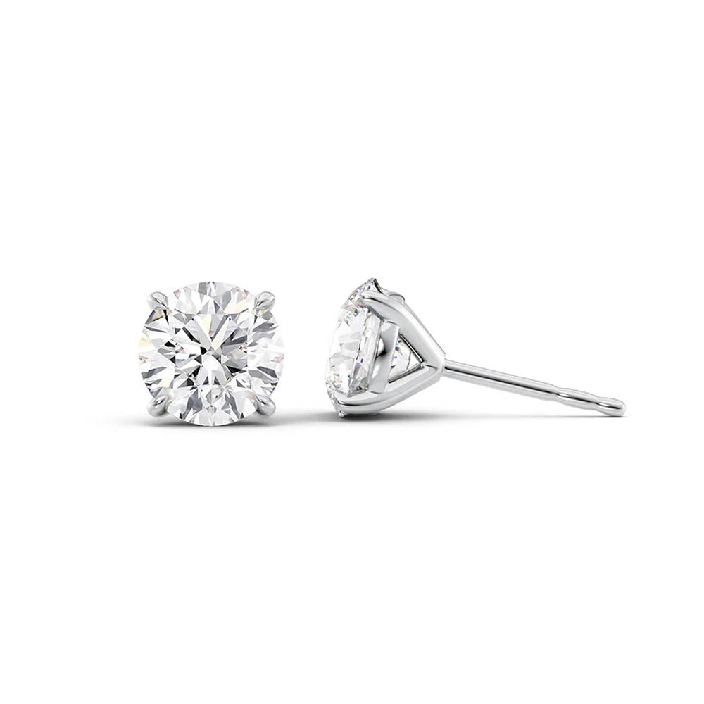 Round Brilliant Cut Moissanite Stud Earrings