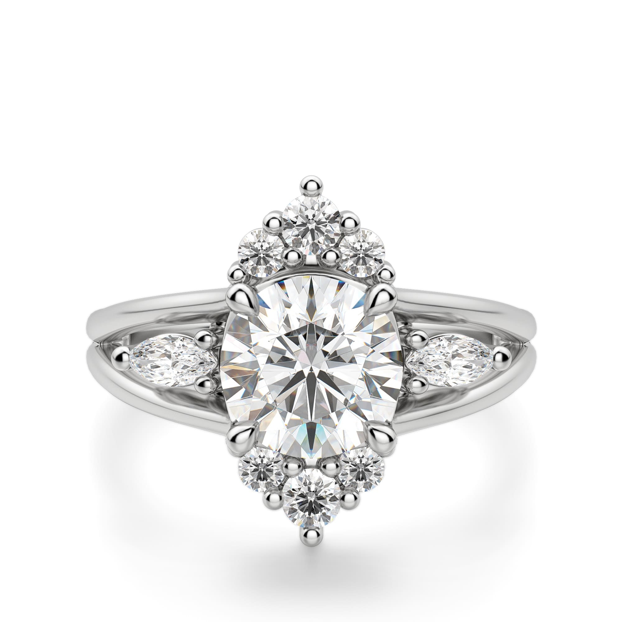 Round Brilliant Cut Art Deco Moissanite Engagement Ring