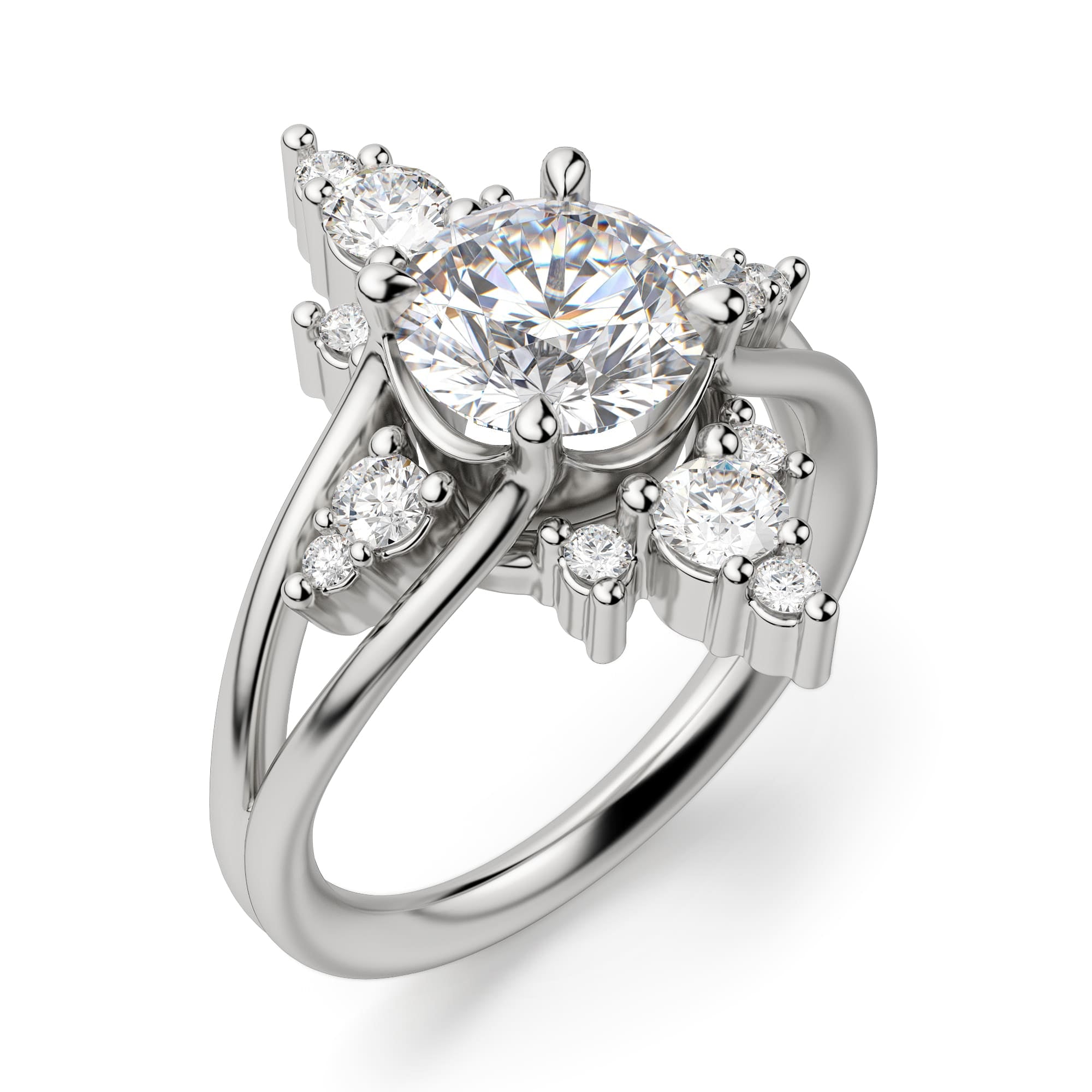 Round Brilliant Cut Vintage Moissanite Engagement Ring