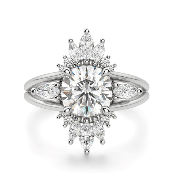 Round Cut Vintage Moissanite Diamond Engagement Ring