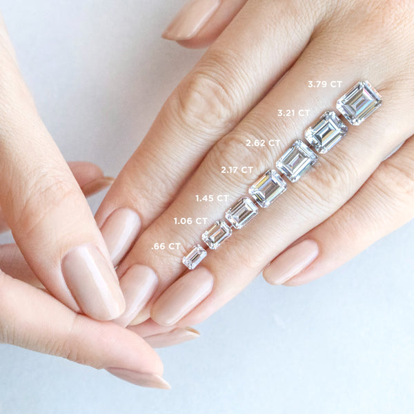 Emerald Cut Knife Edge Pave Set Lab Grown Diamond  Engagement Ring