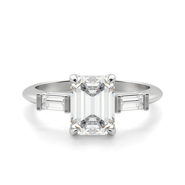 Emerald Cut Three Stone Engagement Ring