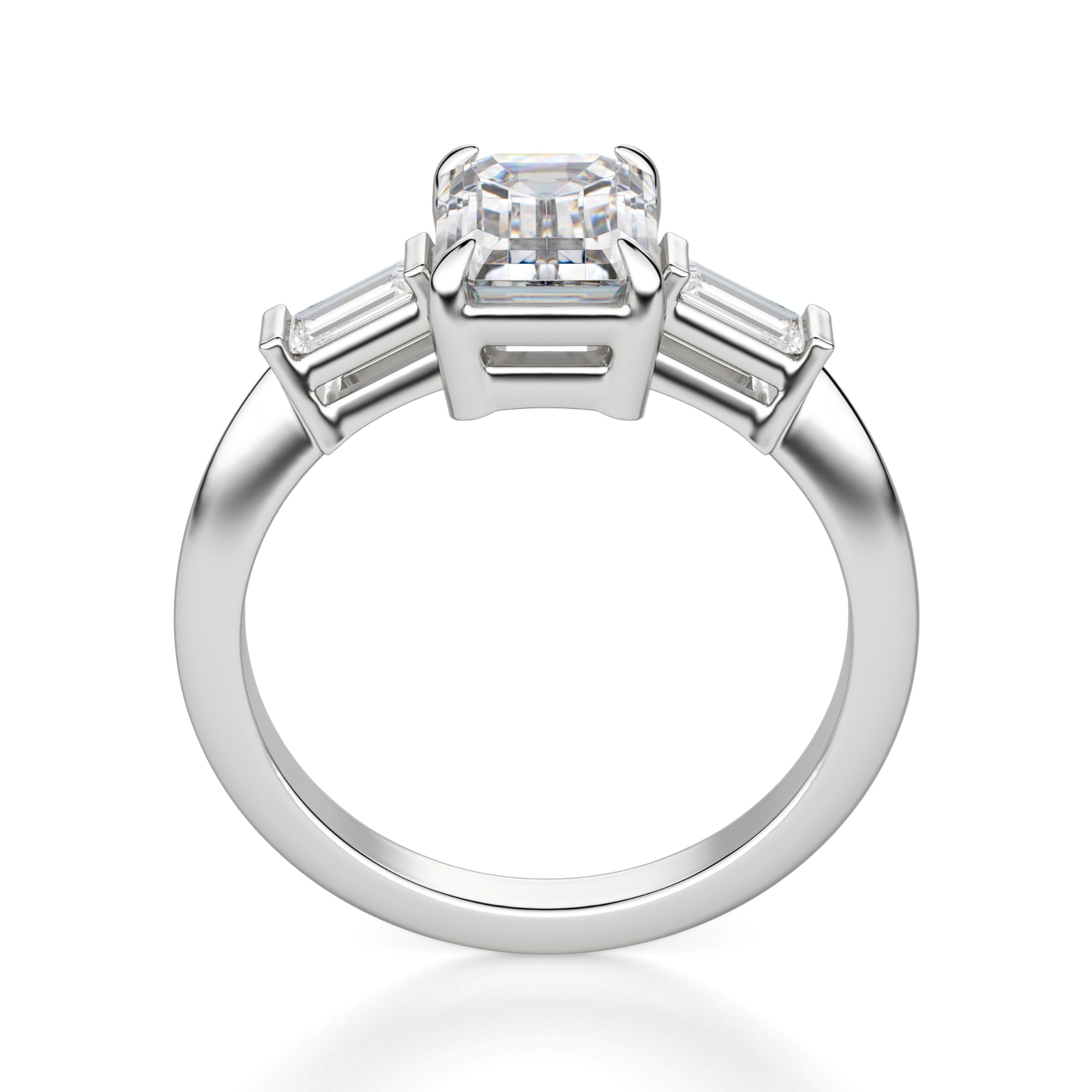 Emerald Cut Three Stone Engagement Ring