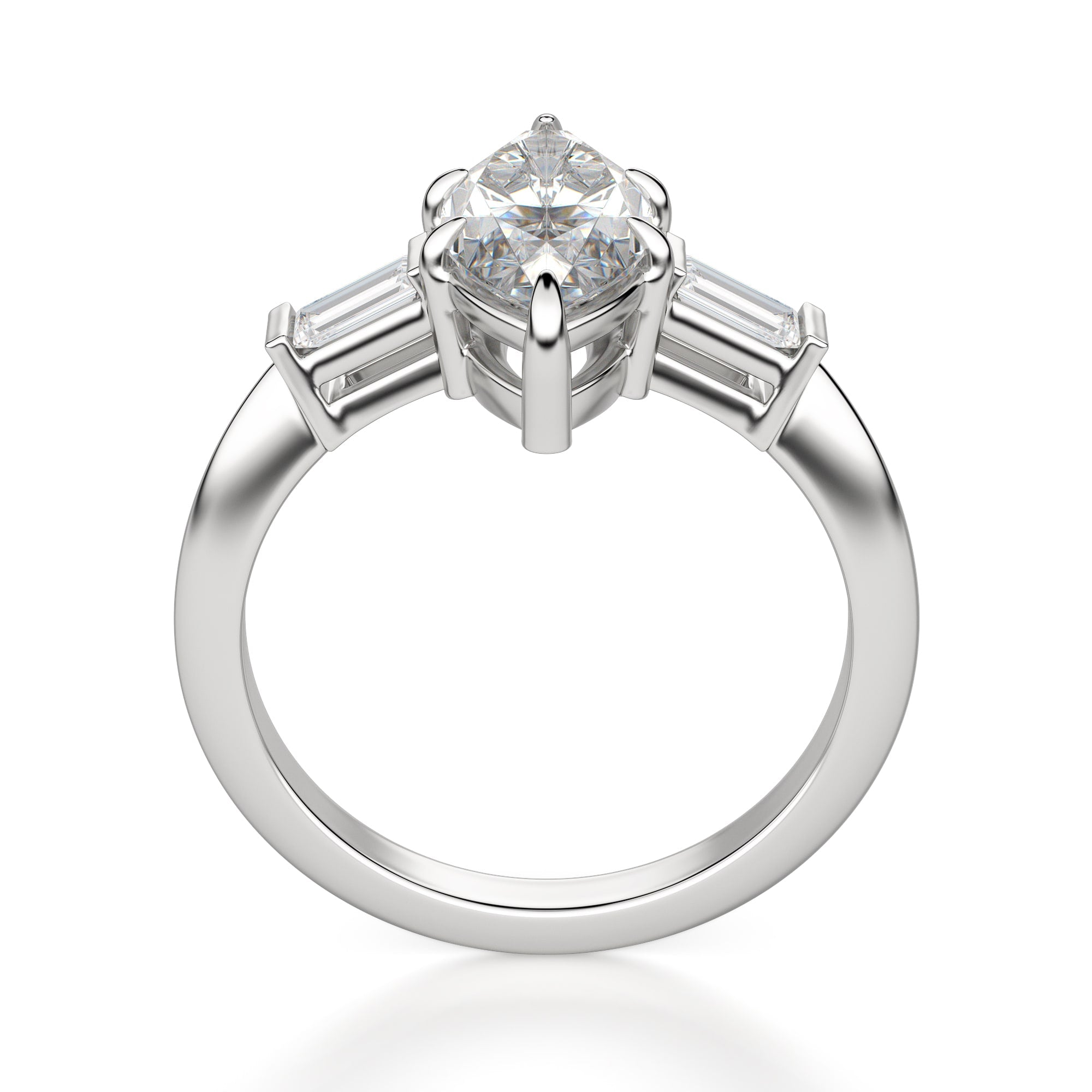 Marquise Cut Three Stone Moissanite Diamond Ring