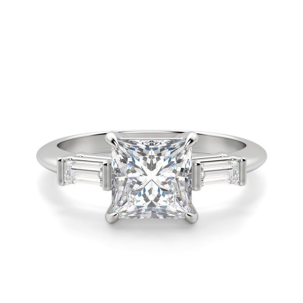 Princess Cut Three Stone Moissanite Engagement Ring