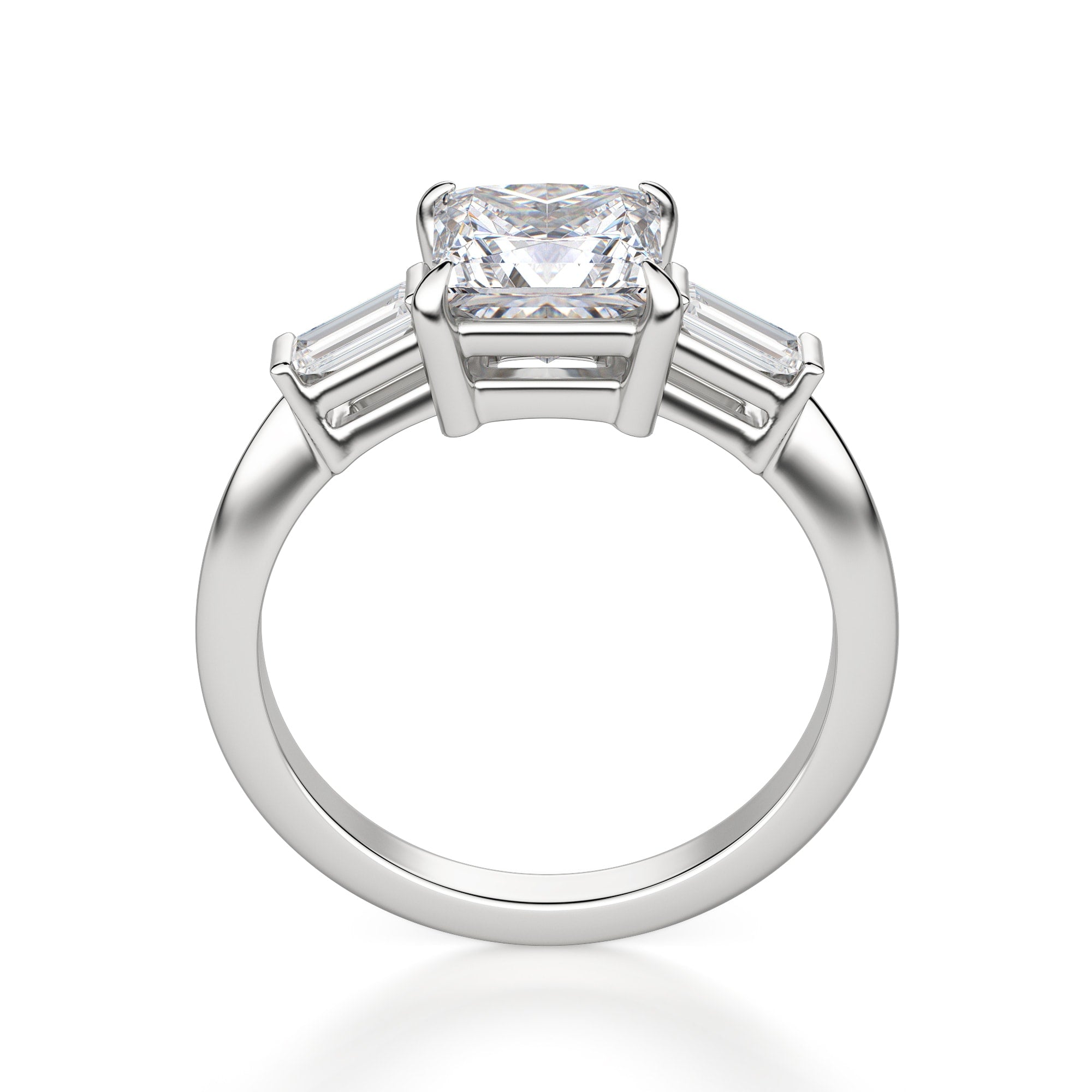 Princess Cut Three Stone Moissanite Engagement Ring