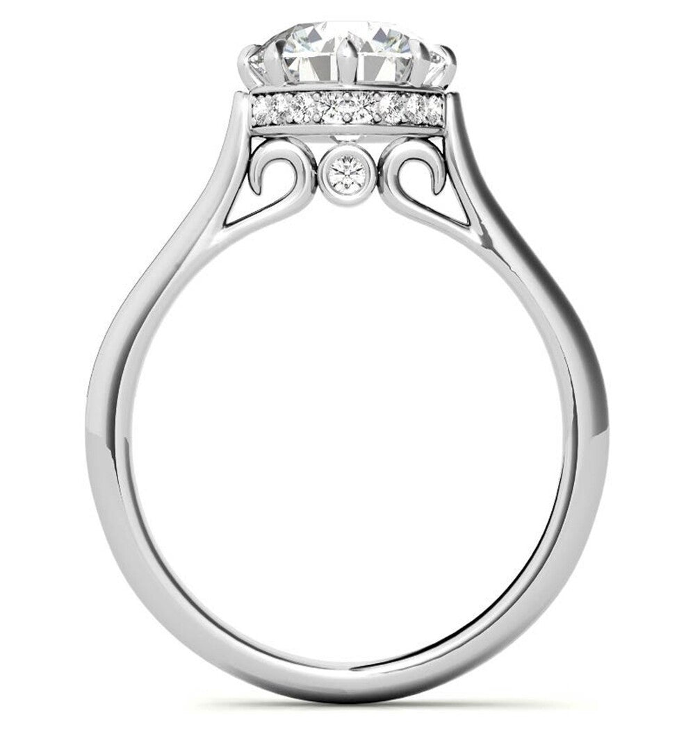Moissanite Round Cut Hidden Halo Engagement Ring Gift For Her