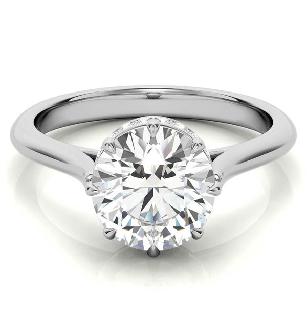 Moissanite Round Cut Hidden Halo Engagement Ring Gift For Her