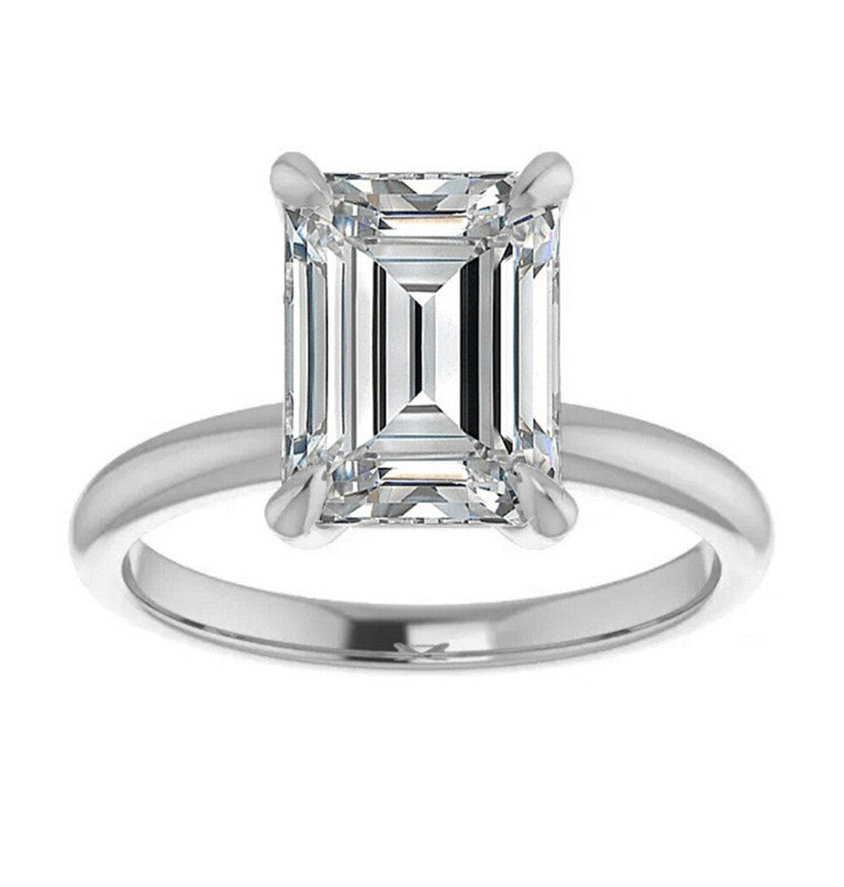 Emerald Cut VVS1 Moissanite Solitaire Ring