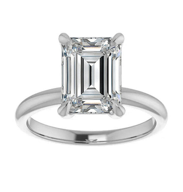 Emerald Cut VVS1 Moissanite Solitaire Ring