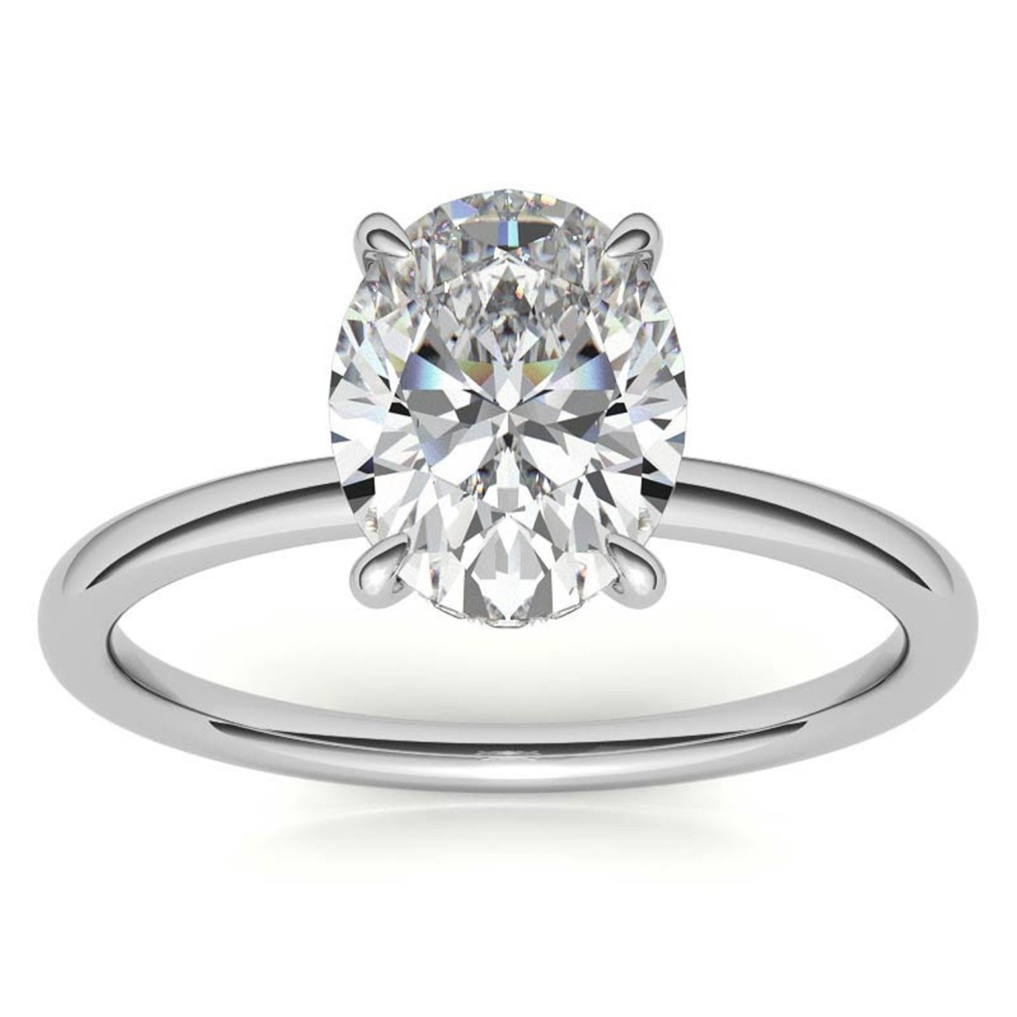 Oval Cut Moissanite Hidden Halo Ring