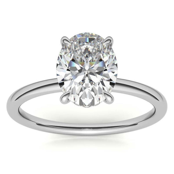 Oval Cut Moissanite Hidden Halo Ring