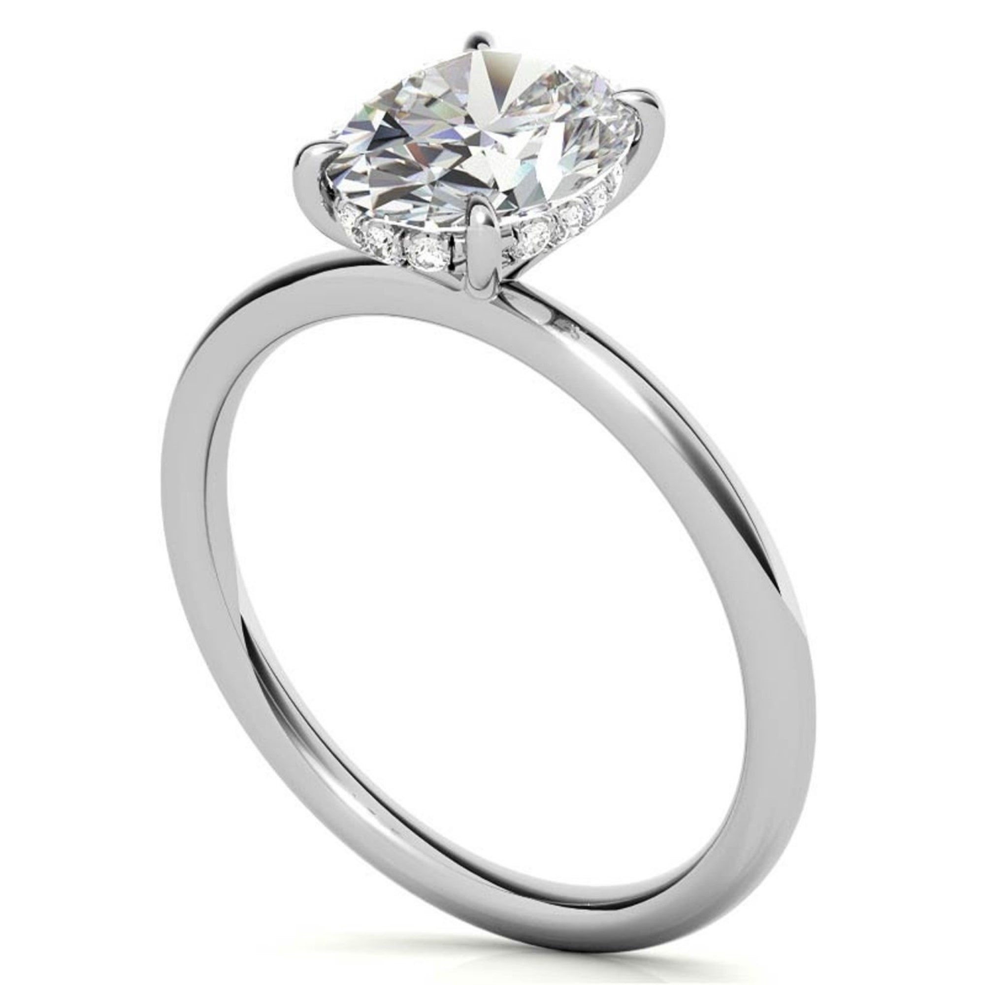 Oval Cut Moissanite Hidden Halo Ring