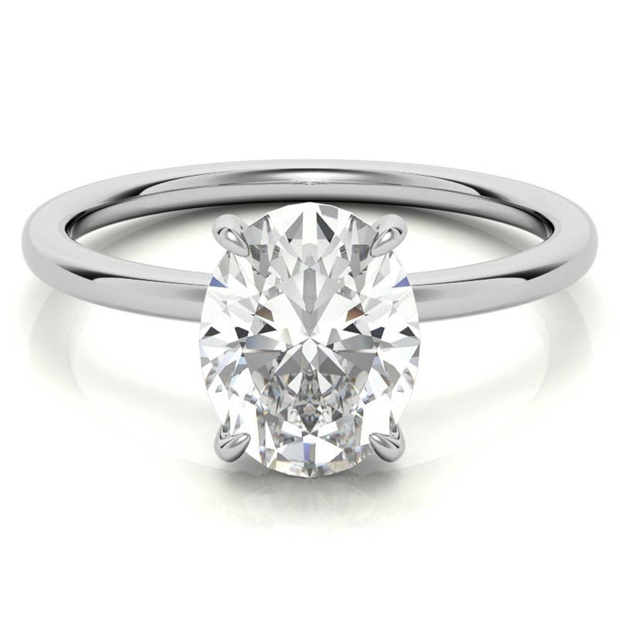 Oval Cut Moissanite Hidden Halo Ring