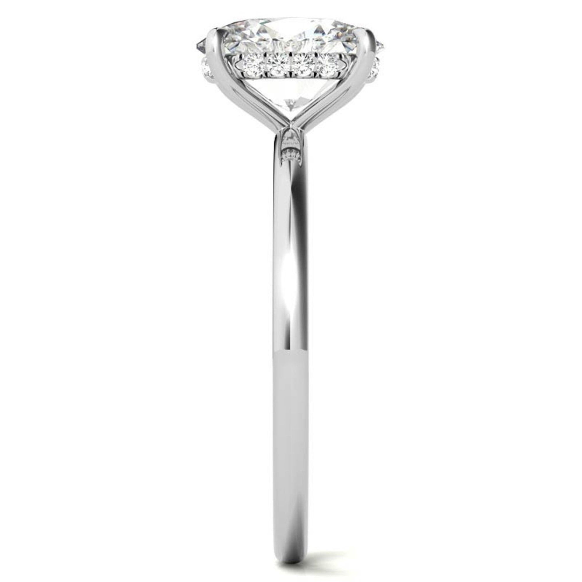 Oval Cut Moissanite Hidden Halo Ring