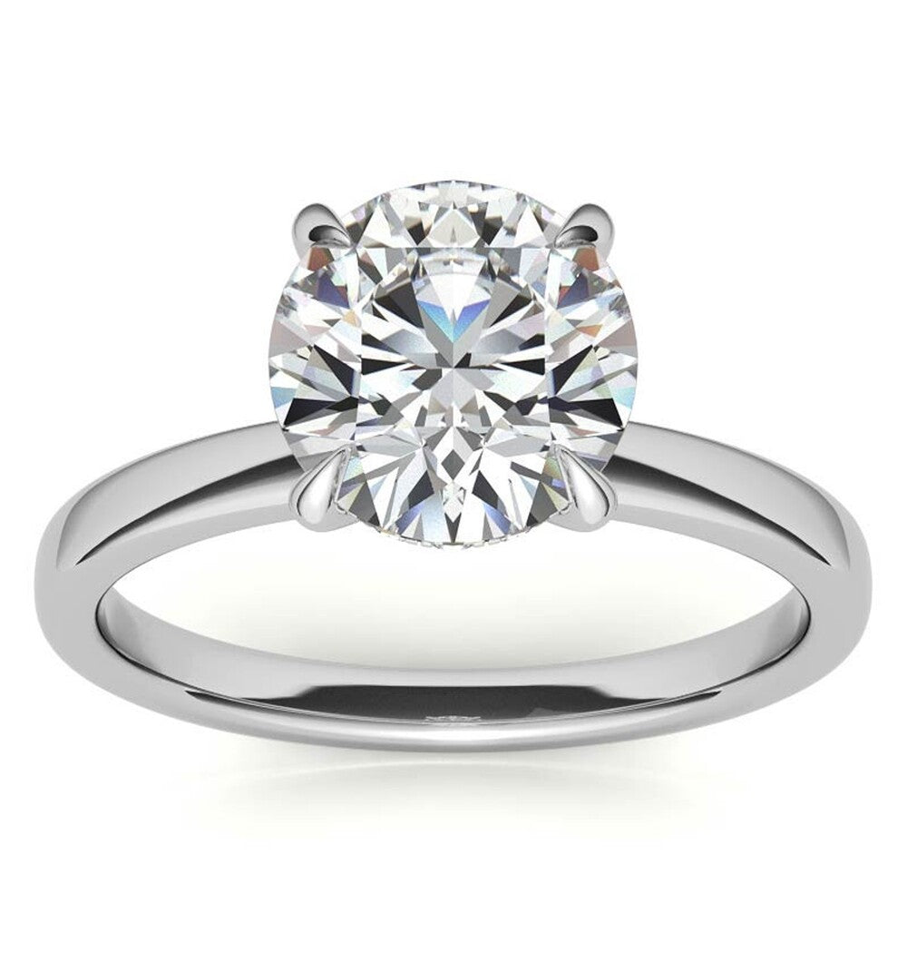 Round Cut Hidden Halo Moissanite Elegant Ring