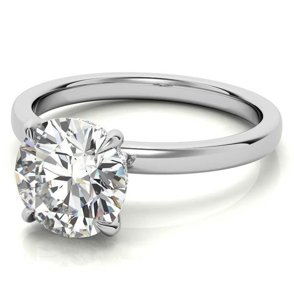 Round Cut Hidden Halo  Lab Grown Diamond  Elegant Ring
