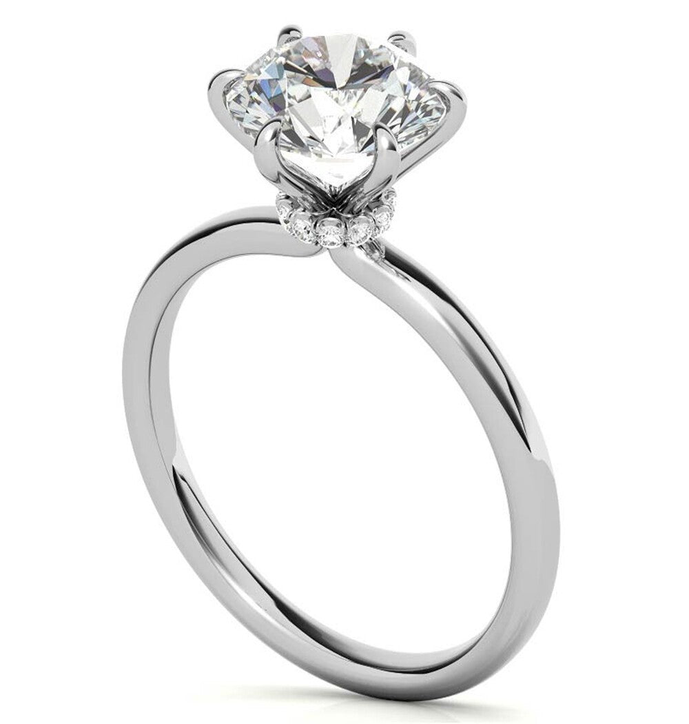 Round Cut Moissanite Hidden Halo Anniversary Ring
