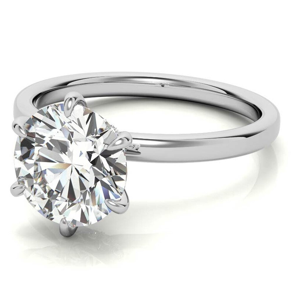 Round Cut Moissanite Hidden Halo Anniversary Ring