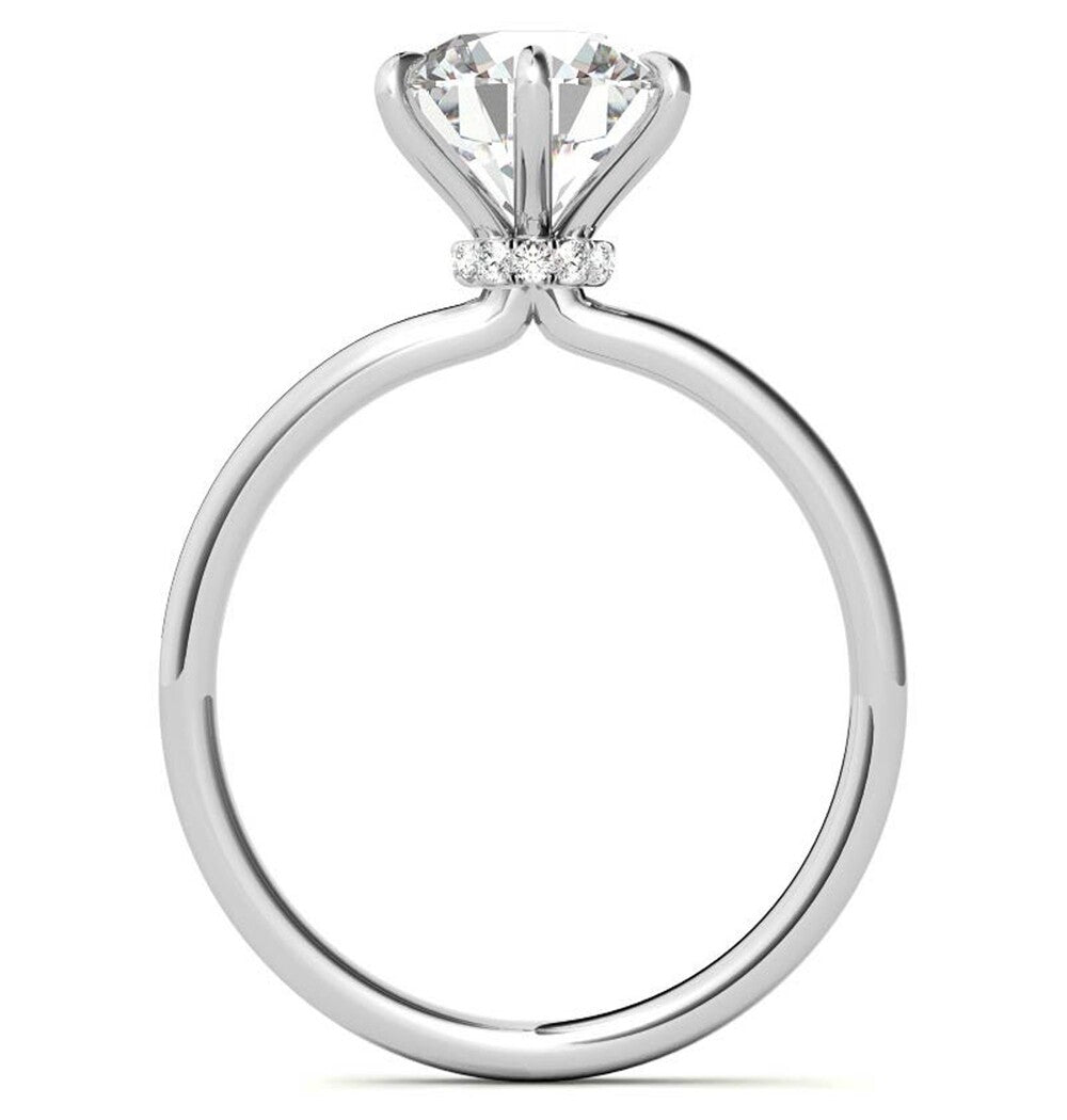 Round Cut Moissanite Hidden Halo Anniversary Ring