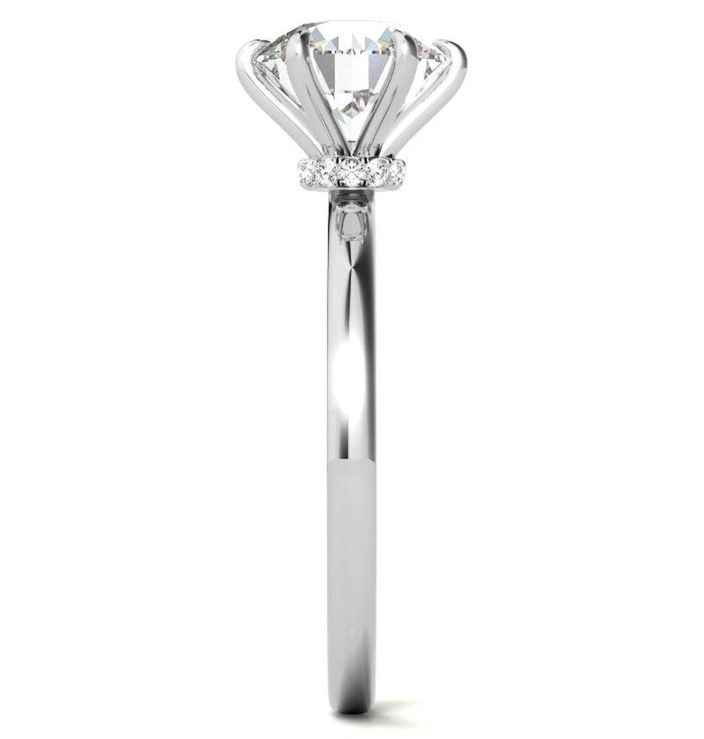 Round Cut Moissanite Hidden Halo Anniversary Ring