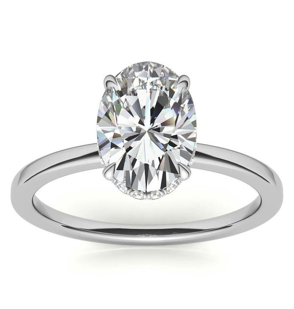 Oval Cut Hidden Halo Moissanite Engagement Ring