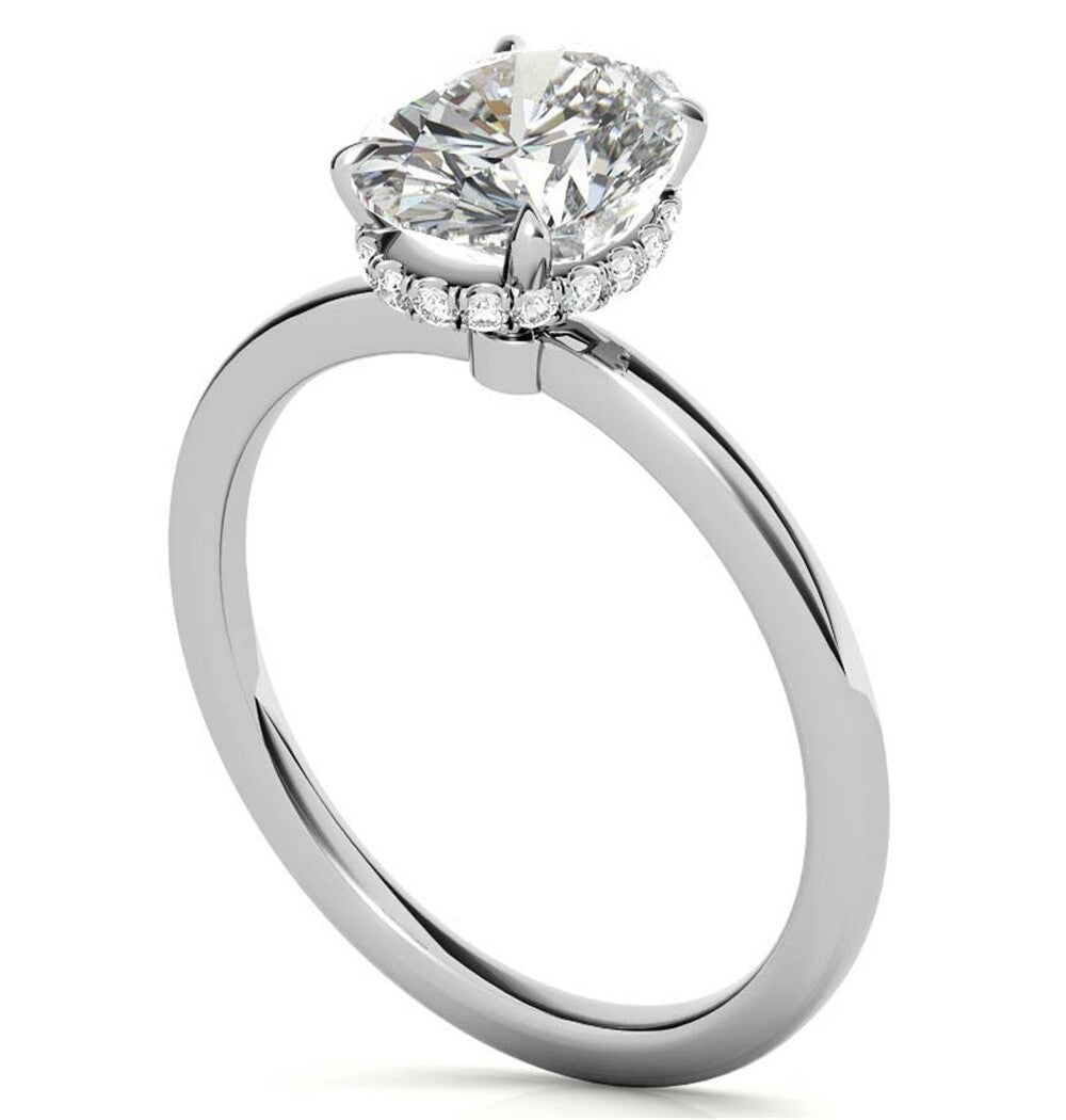 Oval Cut Hidden Halo Moissanite Engagement Ring